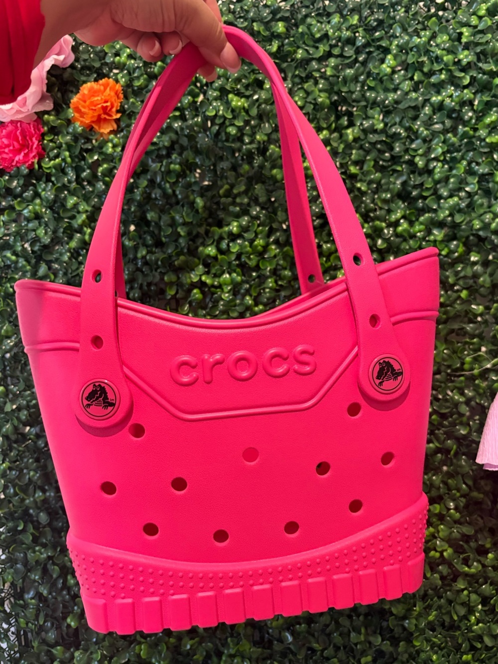 CROCS Bright Pink Perforated Tote Bag